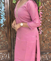 Lite Pink Color Designer Premium 3 Piece Salwar Set with Organza Dupatta / ESS350