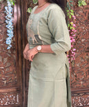 Lite Green Color Deer Design 3 Piece Salwar Set with Pocket / ESS355