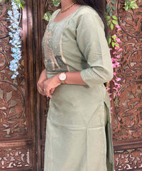 Lite Green Color Deer Design 3 Piece Salwar Set with Pocket / ESS355