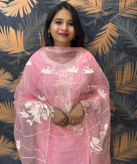 Lite Pink and White Color Premium 3 Piece Salwar Set / ESS332