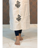 White Long Straight Cut Mixed Cotton Kurtis / ESS201