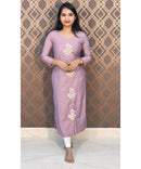 Violet Long Straight Cut Mixed Cotton Kurtis / ESS201