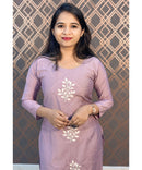 Violet Long Straight Cut Mixed Cotton Kurtis / ESS201