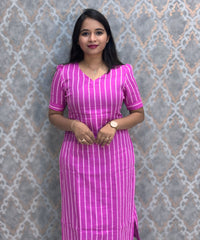 Magenta and White Color Premium Cotton Kurti  / LSS225