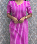 Magenta and White Color Premium Cotton Kurti  / LSS225