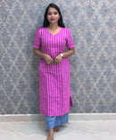 Magenta and White Color Premium Cotton Kurti  / LSS225