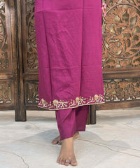 Maroon Color Designer Premium 3 Piece Salwar Set  / ESS364