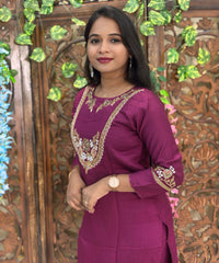 Maroon Color Designer Premium 3 Piece Salwar Set  / ESS364