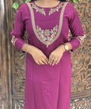 Maroon Color Designer Premium 3 Piece Salwar Set  / ESS364