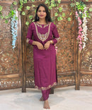 Maroon Color Designer Premium 3 Piece Salwar Set  / ESS364