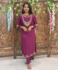 Maroon Color Designer Premium 3 Piece Salwar Set  / ESS364