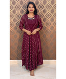 Maroon Georgette Western Suit with Over Coat / ESS216