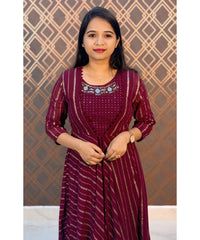 Maroon Georgette Western Suit with Over Coat / ESS216