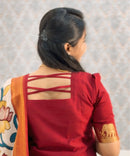 Maroon Premium Handloom Kota Jacquard Border Silk Cotton Kurti and Chennuri Silk with Nizam Border Kalamkari Print Dupatta / HL036