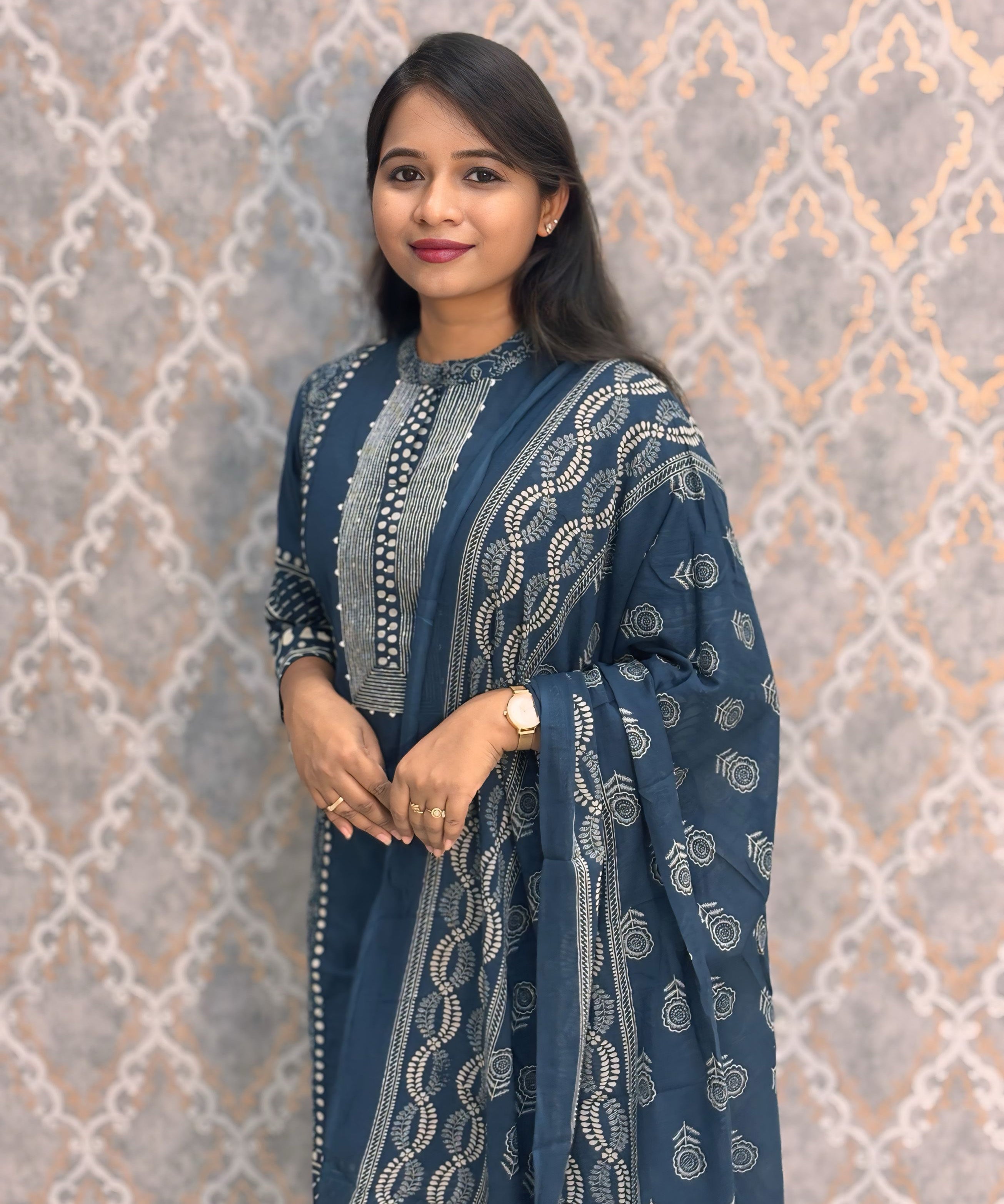 Blue Color Mul Cotton 3 Piece Salwar Set / ESS383