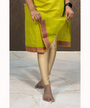 Mustered Green Mangalgiri Cotton Straight Cut Kurti / LSS119