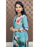 New Floral Green and Pink V Neck 3 piece Salwar Set / ESS137