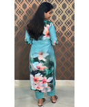 New Floral Green and Pink V Neck 3 piece Salwar Set / ESS137