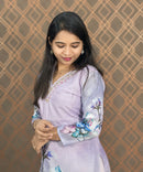 New Floral Lite Purple V Neck 3 piece Salwar Set / ESS145