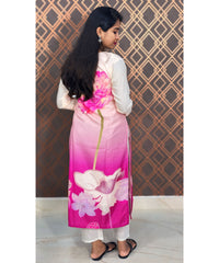 New Floral Orange and Pink V Neck 3 piece Salwar Set / ESS146