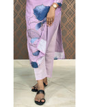 New Floral Purple and Blue V Neck 3 piece Salwar Set / ESS147