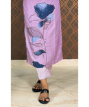 New Floral Purple and Blue V Neck 3 piece Salwar Set / ESS147