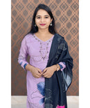 New Floral Purple and Blue V Neck 3 piece Salwar Set / ESS147