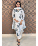 New Floral White and Black V Neck 3 piece Salwar Set / ESS141