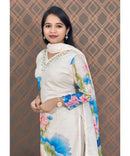 New Floral White and Blue V Neck 3 piece Salwar Set / ESS144