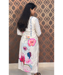 New Floral White and Pink V Neck 3 piece Salwar Set / ESS138