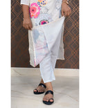 New Floral White and Pink V Neck 3 piece Salwar Set / ESS138