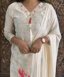 Off-White with floral print Premium Designer Salwar Set / ESS365