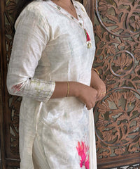 Off-White with floral print Premium Designer Salwar Set / ESS365