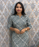 Green and White Office Wear Kurtis with Pocket / LSS205