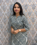 Green and White Office Wear Kurtis with Pocket / LSS205