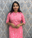 Pink and White Office Wear Kurtis with Pocket / LSS205