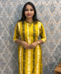 Yellow and Black Office Wear Kurtis with Pocket / LSS205