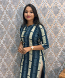 Blue and Beige Office Wear Kurtis with Pocket / LSS205