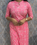 Pink and White Office Wear Kurtis with Pocket / LSS205