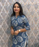 Blue and White Office Wear Kurtis with Pocket / LSS205