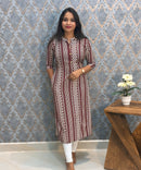 Brown and White Office Wear Kurtis with Pocket / LSS205