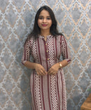 Brown and White Office Wear Kurtis with Pocket / LSS205