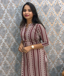 Brown and White Office Wear Kurtis with Pocket / LSS205