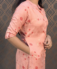 Orange and Pink Dobby Rayon Aline with Pocket Kurti / LSS133