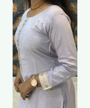Pastel Lavender Color Premium Silk Cotton Salwar Set with Banarasi Dupatta / ESS285