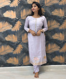 Pastel Lavender Color Premium Silk Cotton Salwar Set with Banarasi Dupatta / ESS285