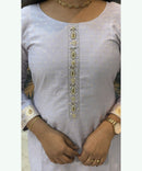 Pastel Lavender Color Premium Silk Cotton Salwar Set with Banarasi Dupatta / ESS285