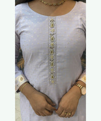 Pastel Lavender Color Premium Silk Cotton Salwar Set with Banarasi Dupatta / ESS285