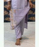 Pastel Lavender Color Premium Silk Cotton Salwar Set with Banarasi Dupatta / ESS285