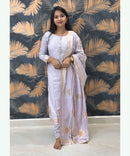 Pastel Lavender Color Premium Silk Cotton Salwar Set with Banarasi Dupatta / ESS285